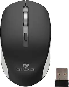 Zebronics Zeb-Jaguar Wireless Mouse, 2.4GHz with USB Nano Receiver, High Precision Optical Tracking, 4 Buttons, Plug & Play, Ambidextrous, for PC/Mac/Laptop (Black+Grey)