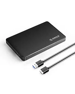 Orico 2.5"(6.3cm) USB 3.0 HDD Enclosure Case Cover for SATA SSD HDD | SATA SSD HDD Enclosure High Speed USB 3.0 | Tool Free Installation | Black