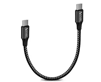 Synqe Type C to Type C Short Fast Charging 60W Cable Compatible with Samsung Galaxy Z Fold3 5G, Z Flip3 5G, S22 5G, S22 Ultra, S21, S20, S20FE, A52, A73, A53 (0.25M, Black)