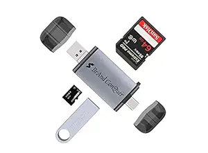 Brand Conquer 6 in 1 with OTG, SD Card Reader, USB Type C, USB 3.0 and Micro USB, for Memory Card | Portable Card Reader | Compatible with TF, SD, Micro SD, SDHC, SDXC, MMC, RS-MMC, Micro SDXC