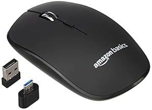 Amazon Basics Wireless Mouse | 2.4 GHz Connection, 1600 DPI | Type - C Adapter | Upto 12 Months of Battery Life | Ambidextrous Design | Suitable for PC/Mac/Laptop