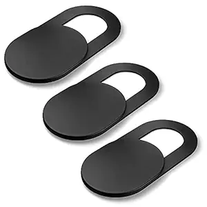 Gizga Essentials Webcam Cover, Privacy Protector Webcam Cover Slide, Compatible with Laptop, Desktop, PC, Smartphone, Protect Your Privacy and Security, Strong Adhesive, Set of 3, Black