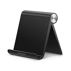 STRIFF PS2_01 Multi Angle Mobile/Tablet Tabletop Stand. Phone Holder for iPhone, Android, Samsung, OnePlus, Xiaomi. Portable, Foldable Cell Phone Stand. Perfect for Bed, Office, Home & Desktop (Black)