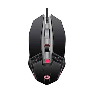 HP M270 Backlit USB Wired Gaming Mouse with 6 Buttons, 4-Speed Customizable 2400 DPI, Ergonomic Design, Breathing LED Lighting, Metal Scroll Wheel, Lightweighted / 3 Years Warranty (7ZZ87AA), Black