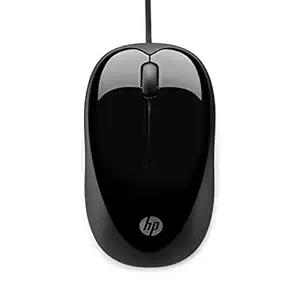 HP X1000 Wired USB Mouse with 3 Handy Buttons, Fast-Moving Scroll Wheel and Optical Sensor works on most Surfaces (H2C21AA, Black/Grey)