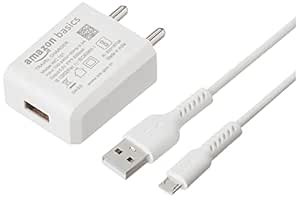 Amazon Basics 2 Amp USB Wall Charger & Micro USB Cable (White)
