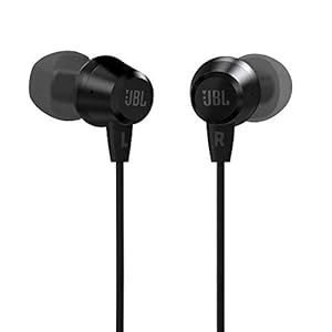 JBL C50HI, Wired in Ear Headphones with Mic, One Button Multi-Function Remote, Lightweight & Comfortable fit (Black)