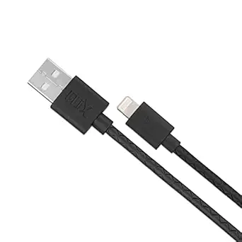 FLiX (Beetel) USB to iPhone Lightning Textured Pattern Data Sync & 2A Fast Charging Cable, Made in India, 480Mbps Data Sync, Tough Cable, 1 Meter Long USB Cable for Apple Devices (Black)(XCD-L102)