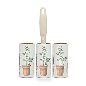 House of Quirk Reusable Sticky Picker Cleaner Easy-Tear Sheets Travel Pet Hair Lint Rollers Brush (10cm Sheet, Set of 3 Rolls, 180 Sheets, 60 Sheets Each roll Lint Roller Remover, Multicolour)