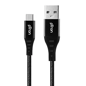pTron Solero TB301 3A Type-C Data and Fast Charging Cable, Made in India, 480Mbps Data Sync, Strong and Durable 1.5-Meter Nylon Braided USB Cable for Type-C Devices for Charging Adapter (Black)