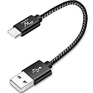 Wayona Type C Cable Nylon Braided USB C QC 3.0 Fast Charging Short Power Bank Cable for Samsung Galaxy S10e/S10+/S10/S9/S9+/Note 9/S8/Note 8, LG G7 G5 G6, Moto G6 G7 (0.25M, Black)