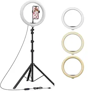 Tygot 10 Inches Big LED Ring Light for Camera, Phone tiktok YouTube Video Shooting and Makeup, 10" inch Ring Light with 7 Feet Long Foldable and Lightweight Tripod Stand