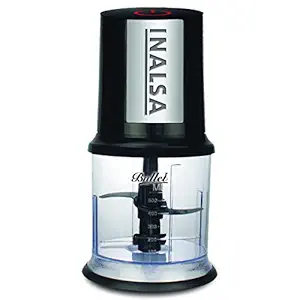 INALSA Electric Chopper Bullet- 400 Watts with 100% Pure Copper Motor| Chop, Mince, Puree, Dice | Twin Blade Technology| 900 ml Capacity| One Touch Operation, 1.30mtr Long Power Cord (Black/Silver)