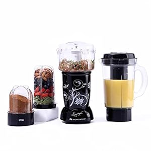Wonderchef Nutri-blend Complete Kitchen Machine | 22000 RPM Mixer Grinder, Blender, Chopper, Juicer | 400W Powerful motor | SS Blades | 4 Unbreakable Jars | 2 Years Warranty | Online Recipe Book By Chef Sanjeev Kapoor | Black