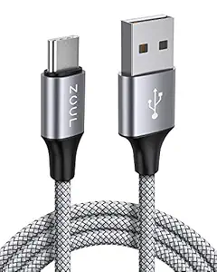 Zoul USB C 60W Fast Charging 3A 6ft/2M Long Type C Nylon Braided Data Cable Quick Charger Cable QC 3.0 for Samsung Galaxy M31S M30 S10 S9 S20 Plus, Note 10 9 8, A20e A40 A50 A70 (2M, Grey)