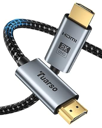 Tuarso 8K HDMI 2.1 Cable 48Gbps , 1.5 Meter High-Speed Braided HDMI Cable ( 8K@60HZ、4K@120HZ、2K@240HZ ) HDMI 2.1 Cable Compatible with Monitors , Television , Laptops , Projectors , Game Consoles and more with HDMI Ports Device
