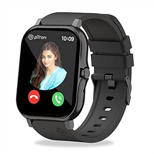 PTron Newly Launched Force X10 Bluetooth Calling Smartwatch with 1.7" Full Touch Display, Real Heart Rate Monitor, SpO2, Watch Faces, 5 Days Runtime, Health/Fitness Trackers & IP68 Waterproof (Black)