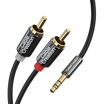 CableCreation RCA to 3.5mm Male Audio Cable, 3.5mm to 2RCA Cable Male RCA Cable,Y Splitter Stereo Jack Cable for Home Theater,Subwoofer, Receiver, Speakers and More (3Feet/0.9Meter,Black)
