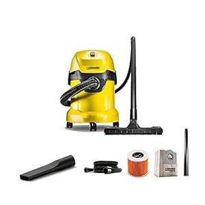 Karcher WD3 EU Wet and Dry Vacuum Cleaner, 1000 Watts Powerful Suction, 17 L Capacity, Blower Function, Easy Filter Removal for Home and Garden Cleaning (Yellow/Black)