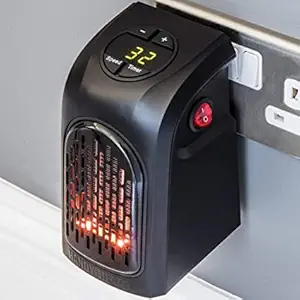 KNYUC MART Mini Electric Handy Room Heater Compact Plug-in, The Wall Outlet 400 Watts, Handy Air Warmer Blower Adjustable Timer Digital Display
