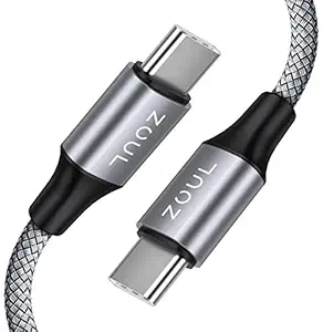 Zoul USB C to USB C Fast Charging Cable 65W Type C to Type C Nylon Braided Cord Compatible with Macbook Oneplus 9 10R Samsung Galaxy S22 S21 Ultra Z Flip3 Macbook Air/Pro M1 Google Pixel 11'' iPad Pro 2020/2018 (2M, Grey)