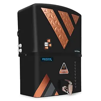Proven® Copper + Mineral RO+UV+UF 10 to 12 Liter RO + UV + TDS ADJUSTER Water Purifier with Copper Charge Technology black & copper Best For Home and Office (Made In India)