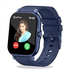 PTron Newly Launched Force X10 Bluetooth Calling Smartwatch with 1.7" Full Touch Color Display, Real Heart Rate Monitor, SpO2, Watch Faces, 5 Days Runtime, Fitness Trackers & IP68 Waterproof (Blue)