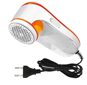 SAIELLIN Electric Lint Remover for Clothes Fabric Shaver Lint Shaver for Woolen Clothes Blanket Jackets Stainless Steel Blades, Clothes and Furniture Lint Roller for Fabrics Portable Lint Shavers (White Orange)