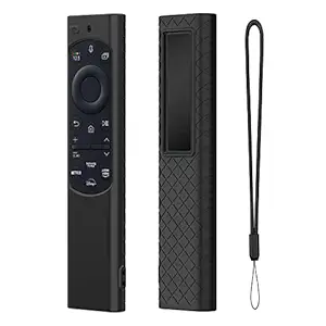 Caldipree Silicone Case Cover Compatible for 2022 Samsung Smart TV Remote QLED TV BN68-13897A TM2280E (2022-BLACK)