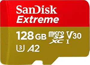 SanDisk Extreme microSD UHS I Card 128GB for 4K Video on Smartphones,Action Cams 190MB/s Read,90MB/s Write