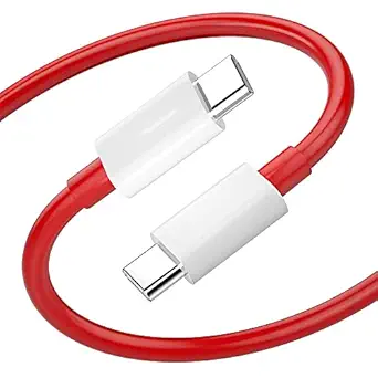 Sounce 65W OnePlus Dash Warp Charge Cable, 6.5A Type-C to USB C PD Data Sync Fast Charging Cable Compatible with One Plus 8T/ 9/ 9R/ 9 pro/ 9RT/ 10R/ Nord & for All Type C Devices – Red, 1 Meter