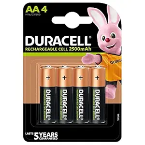 Duracell Rechargeable AA 2500mAh Batteries, 4 Pcs