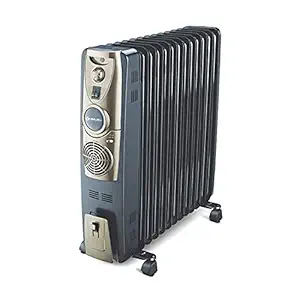Bajaj OFR Room Heater, 13 Fin 2900 Watts Oil Filled Room Heater with 400W PTC Ceramic Fan Heater, ISI Approved (Majesty 13F Plus Black)
