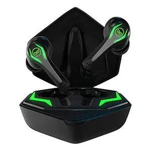 Wings Phantom Pro Earphones Gaming Earbuds with LED Battery Indicator, 50ms Low Latency, Bluetooth 5.3, 40 Hours Playtime, MEMs Mic, IPX4 Resist, 12mm Driver, 500mah case, Headphones, (Black TWS)