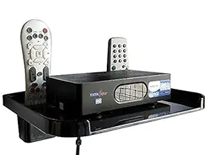 SVM Products Unbreakable Set Top Box Stand with Dual Remote Holder (Black)