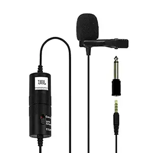 JBL Commercial CSLM20B Auxiliary Omnidirectional Lavalier Microphone with Battery for Content Creation, Voiceover/Dubbing, Recording (Black,Small)