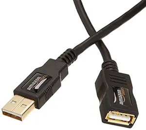 AmazonBasics USB 2.0 Extension Cable for Personal Computer, Printer, 2-Pack - A-Male to A-Female - 3.3 Feet (1 Meter, Black)