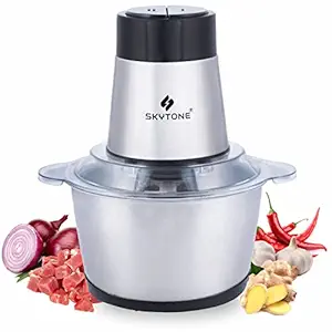 SKYTONE Stainless Steel Electric Meat Grinders with Bowl 700W Heavy for Kitchen Food Chopper, Meat, Vegetables, Onion , Garlic Slicer Dicer, Fruit & Nuts Blender (2L, 700 Watts)
