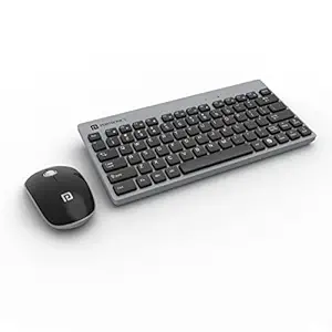 Portronics Key2 Combo Multimedia USB Wireless Keyboard and Mouse Set with 2.4 GHz Wireless Technology, Soft & Silent Button, Compact Size (Grey)
