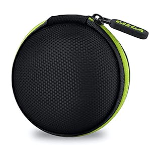 Gizga Essentials Earphone Carrying Case, Multi-Purpose Pocket Storage Travel Organizer for Earphones, Headset, Pen Drives, SD Cards, Shock-Proof Ballistic Nylon, Soft Fabric, Mesh Pocket, Green