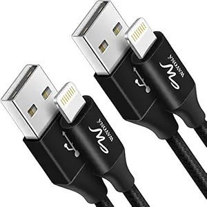 Wayona Nylon Braided Usb Syncing And Charging Cable Sync And Charging Cable For Iphone, Ipad (3 Ft, Black) - Pack Of 2