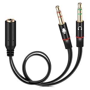 Sounce Gold Plated 3.5 mm Headphone Splitter for Computer 2 Male to 1 Female 3.5mm Headphone Mic Audio Y Splitter Cable Smartphone Headset to PC Adapter – (Black,20cm)