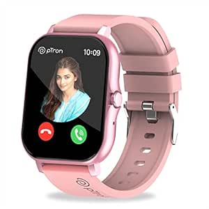 PTron Newly Launched Force X10 Bluetooth Calling Smartwatch with 1.7" Full Touch Color Display, Real Heart Rate Monitor, SpO2, Watch Faces, 5 Days Runtime, Fitness Trackers & IP68 Waterproof (Pink)