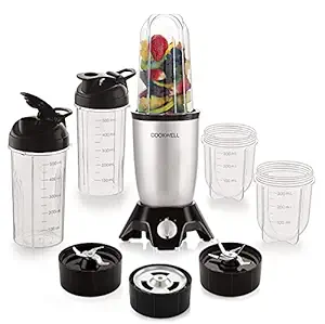 Cookwell Bullet Mixer Grinder (5 Jars, 3 Blades, Silver)