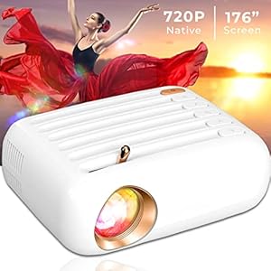 WZATCO Pixel | Portable LED Projector | Native 720p with Full HD 1080P Support | 2000 Lumens (200 ANSI) | 176" Large Screen | Projector for Home and Outdoor | Compatible with TV Stick, PC, PS4