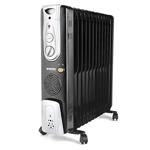 Borosil Volcano 13 Fin Oil Filled Radiator Room Heater, 2900 W, Black