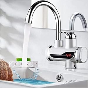 Swiffer Instant Electric Water Heater Faucet Tap Home-Kitchen Instantaneous Water Heater Tank less for Tap, LED Electric Head Water Heaters Tail Gallon Comfort(3000W) ((Pack of 1))