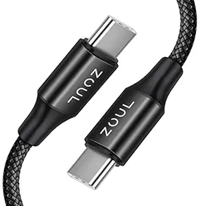 Zoul Type C to Type C Fast Charging Cable 65W 2M/6ft USB C Nylon Braided Cord Compatible with MacBook Oneplus 9 9R Samsung Galaxy S21 Ultra S20+ (2M, Black)