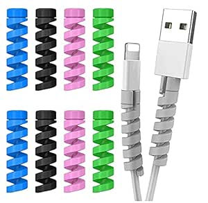 Gizga Essentials Spiral Cable Protector Cord Saver for Mac Charger, iPhone Charger, Wire Protector, Lightweight Durable Flexible Wire Winder for Charging Cables, Data Cables, Earphones, Pack of 10