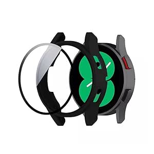Prolet Classic Bumper Case Cover for Samsung Galaxy Watch 4 44mm TPU Plated Full Screen Protector (Black)